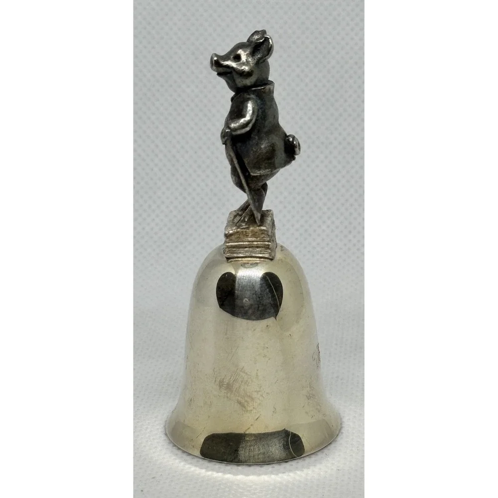 Beatrix Potter Pigling Bland Pewter Bell NE Collectors Society Silver Plate